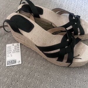 H&M Black Wedge Sandals